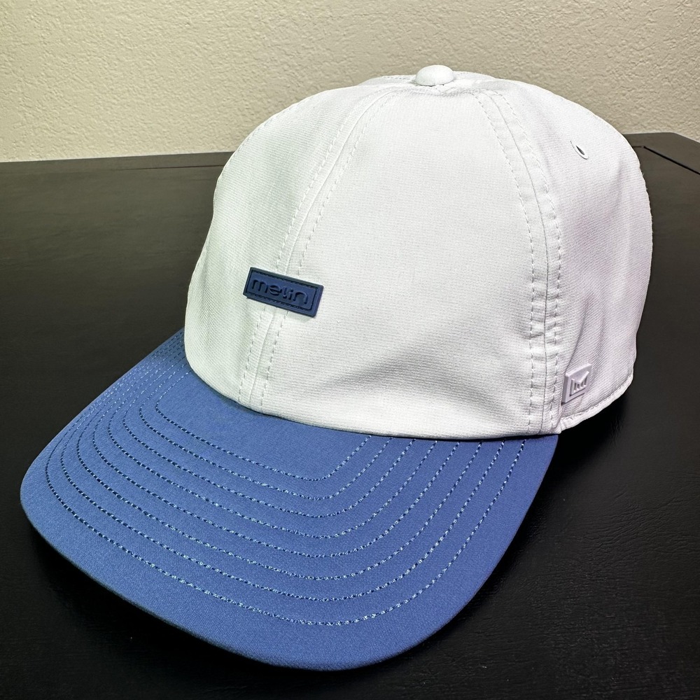 Melin Hat Cap Strap Back XL Mens White Blue Legend Hydro Water Resistant